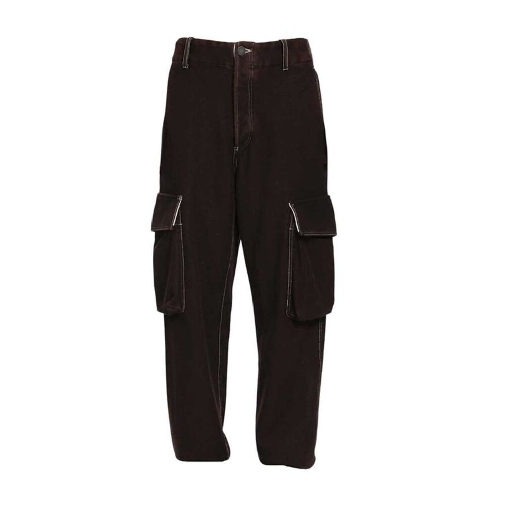 Uma Wang Men Paxton Cargo Trousers With Contrast Stitching